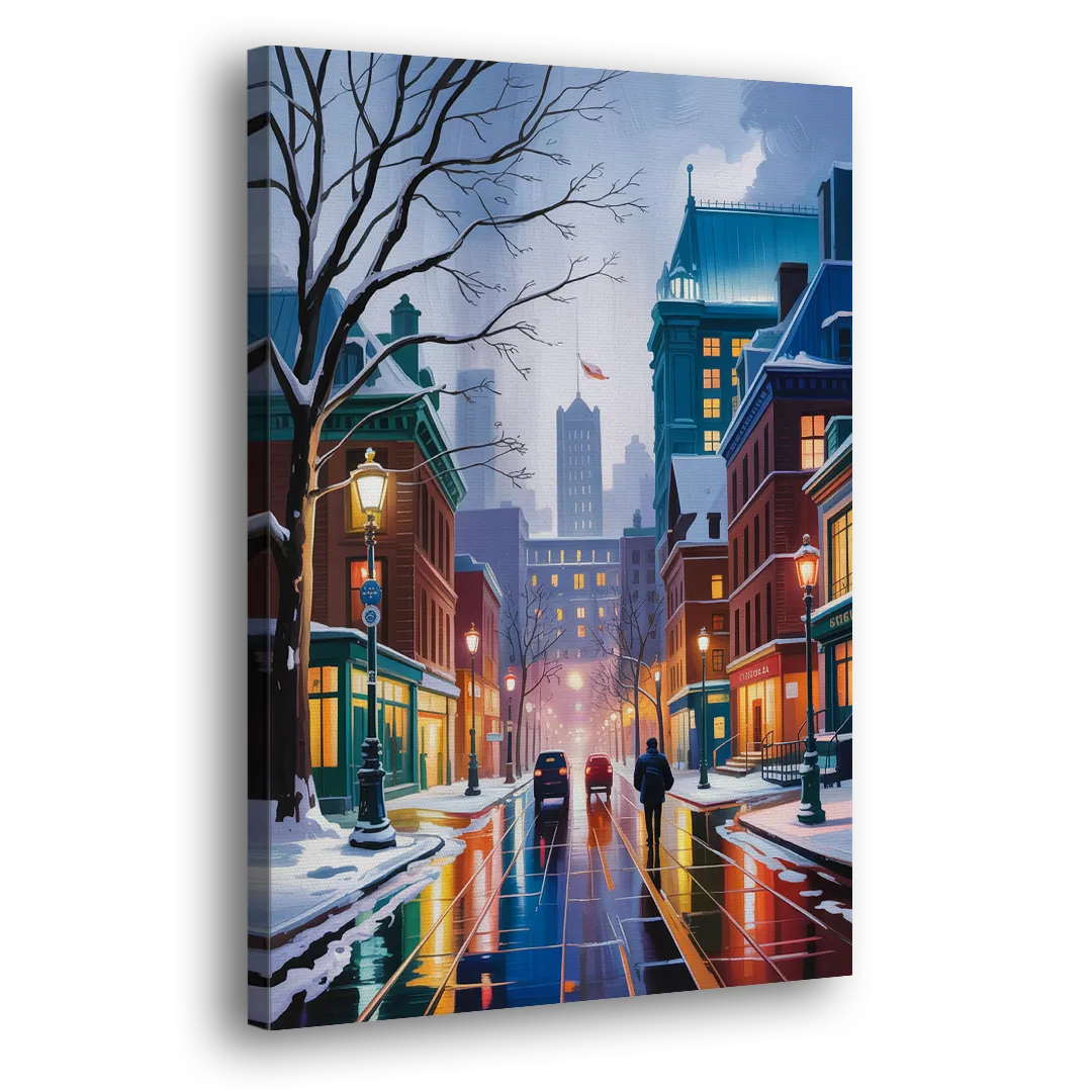 Montreal City in Winter Side - Canvas Wall Art