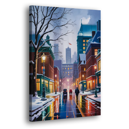 Montreal City in Winter Side - Canvas Wall Art