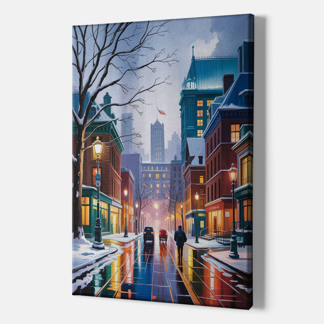 Montreal City in Winter - Canvas Print Art Sides