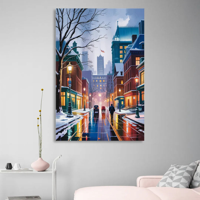 Montreal City in Winter Sitting Room - Canvas Wall Art