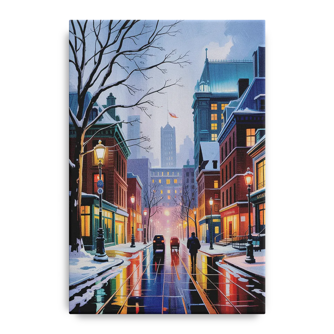 Montreal City in Winter Front - Canvas Wall Art