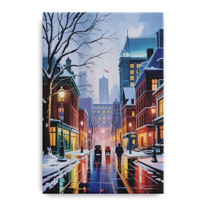 Montreal City in Winter Front - Canvas Wall Art
