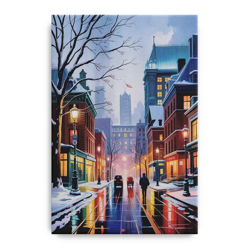 Montreal City in Winter Front - Canvas Wall Art