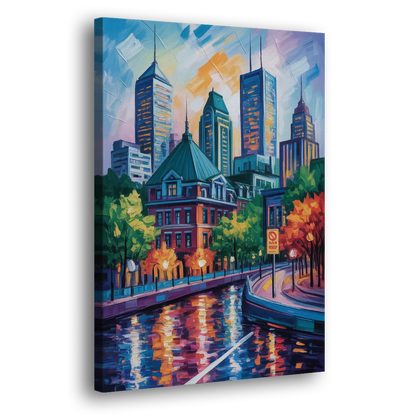 Montreal Cityscape Side - Canvas Wall Art