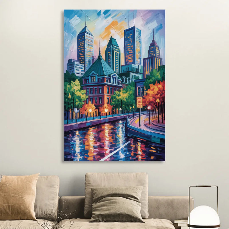 Montreal Cityscape Sitting Room - Canvas Wall Art