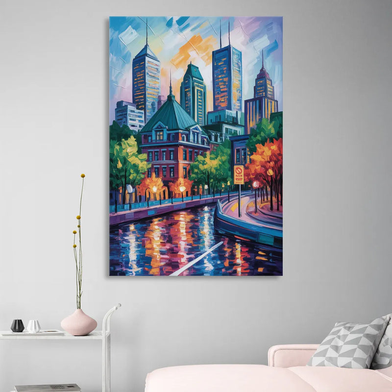Montreal Cityscape Living Room - Canvas Wall Art