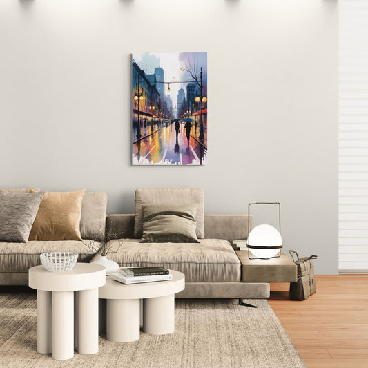 Montreal Evening Street Lights - Canvas Wall Art Living Room
