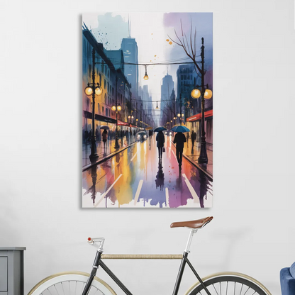 Montreal Evening Street Lights Sitting Room - Canvas Wall Art