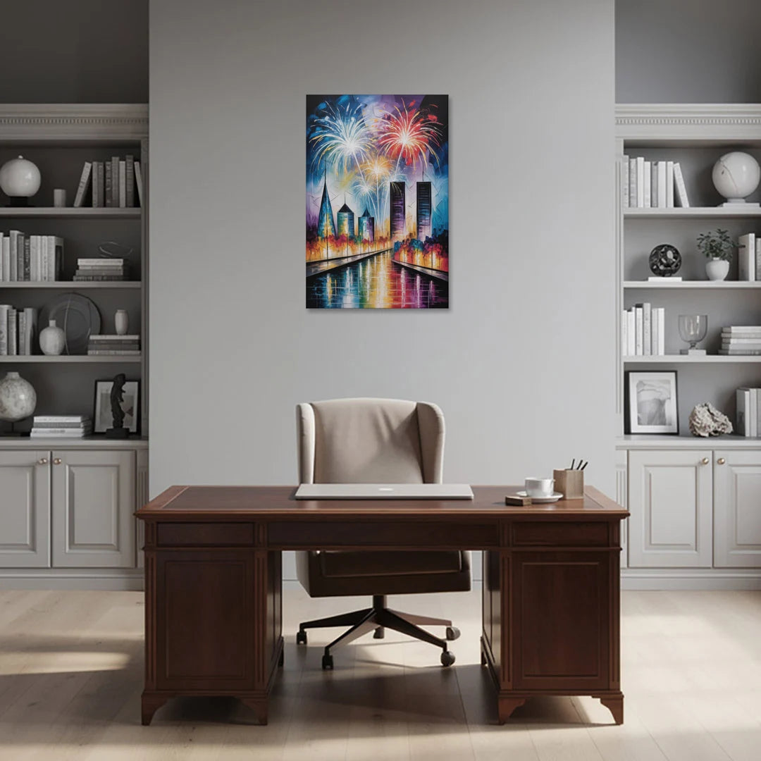 Montreal Fireworks Festival - Canvas Wall Art - Office - 24x36