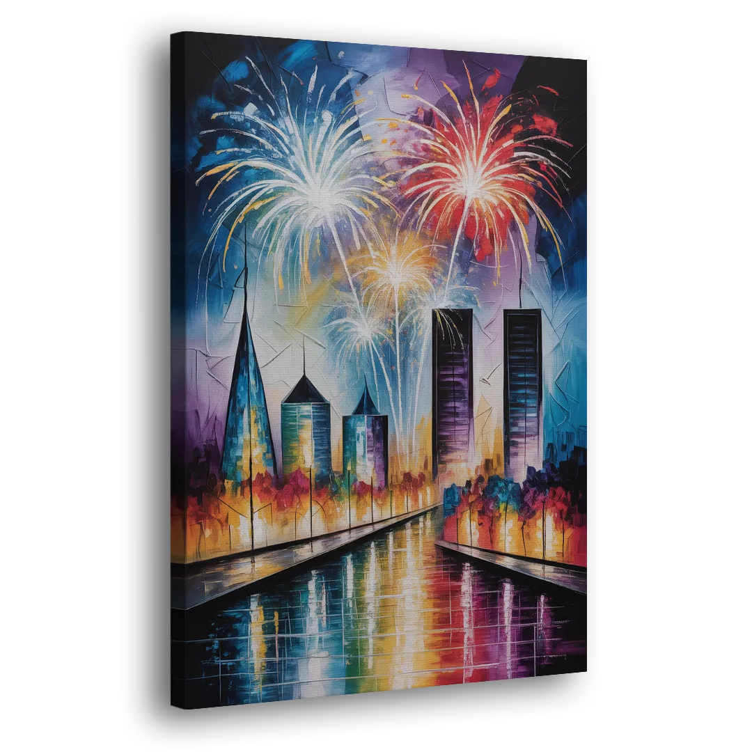 Montreal Fireworks Festival Side - Canvas Wall Art