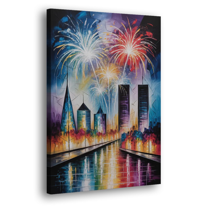 Montreal Fireworks Festival Side - Canvas Wall Art