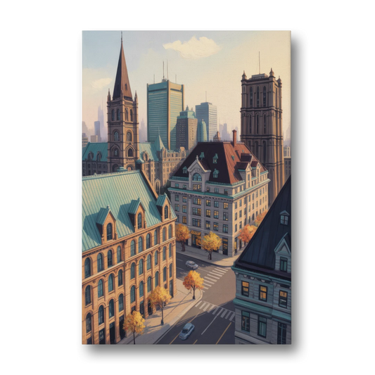 Montreal Historic Buildings - Canvas Wall Art - Front