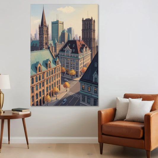 Montreal Historic Buildings - Canvas Wall Art - Sofa - 40x60