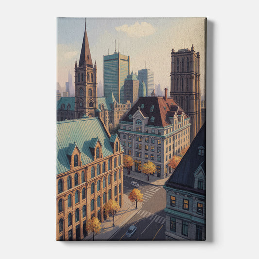 Montreal Historic Buildings - Canvas Wall Art