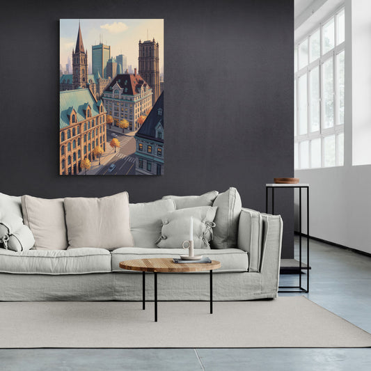 Montreal Historic Buildings - Canvas Wall Art Living Room