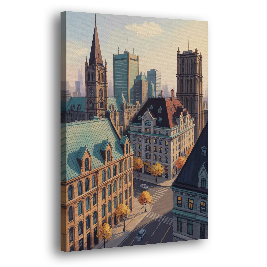 Montreal Historic Buildings Side - Canvas Wall Art