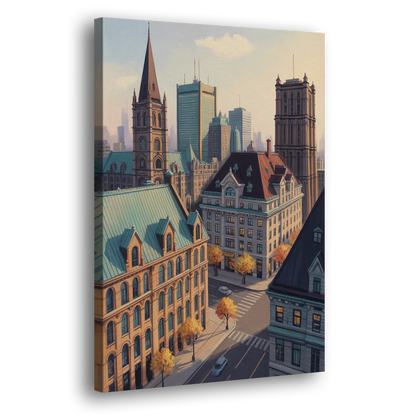 Montreal Historic Buildings Side - Canvas Wall Art