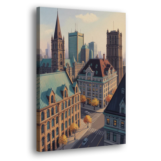 Montreal Historic Buildings Side - Canvas Wall Art