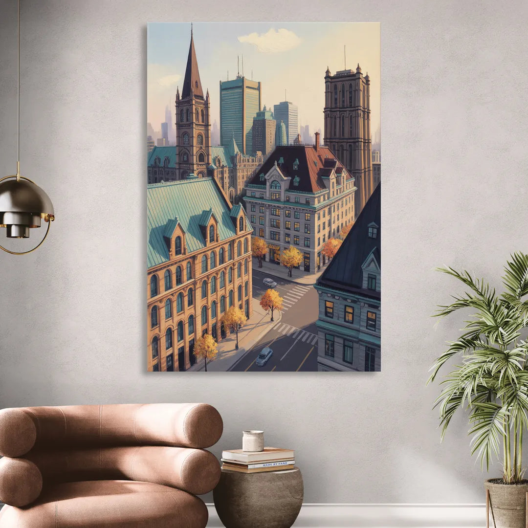Montreal Historic Buildings Sitting Room - Canvas Wall Art