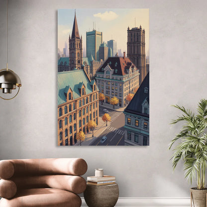 Montreal Historic Buildings Sitting Room - Canvas Wall Art
