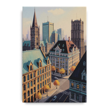 Montreal Historic Buildings Front - Canvas Wall Art
