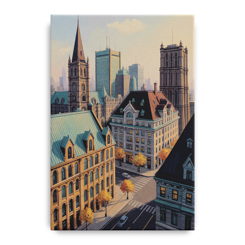 Montreal Historic Buildings Front - Canvas Wall Art