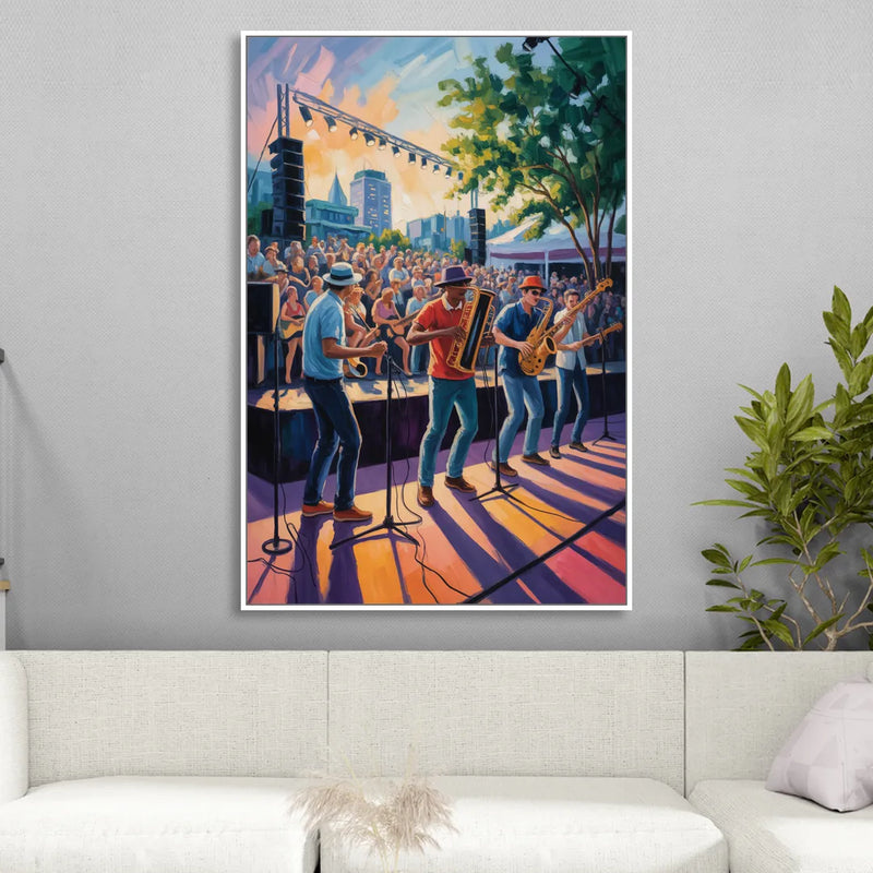Montreal Jazz Festival Scene Sitting Room - White Canvas Wall Art