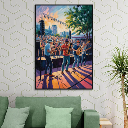 Montreal Jazz Festival Scene Living Room - Black Canvas Wall Art