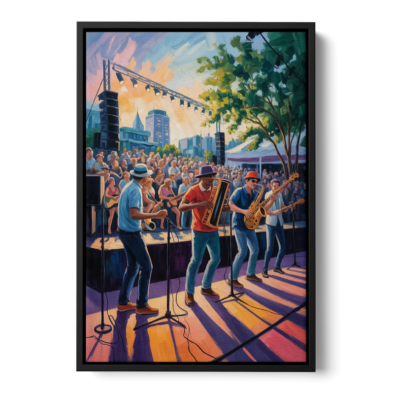 Montreal Jazz Festival Scene Front - Black Canvas Wall Art