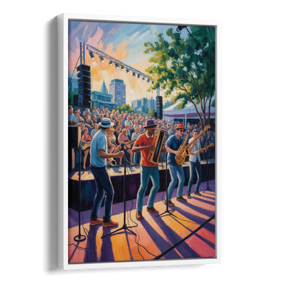 Montreal Jazz Festival Scene Side - White Canvas Wall Art