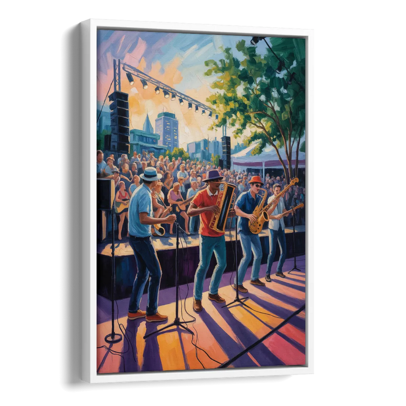 Montreal Jazz Festival Scene Side - White Canvas Wall Art