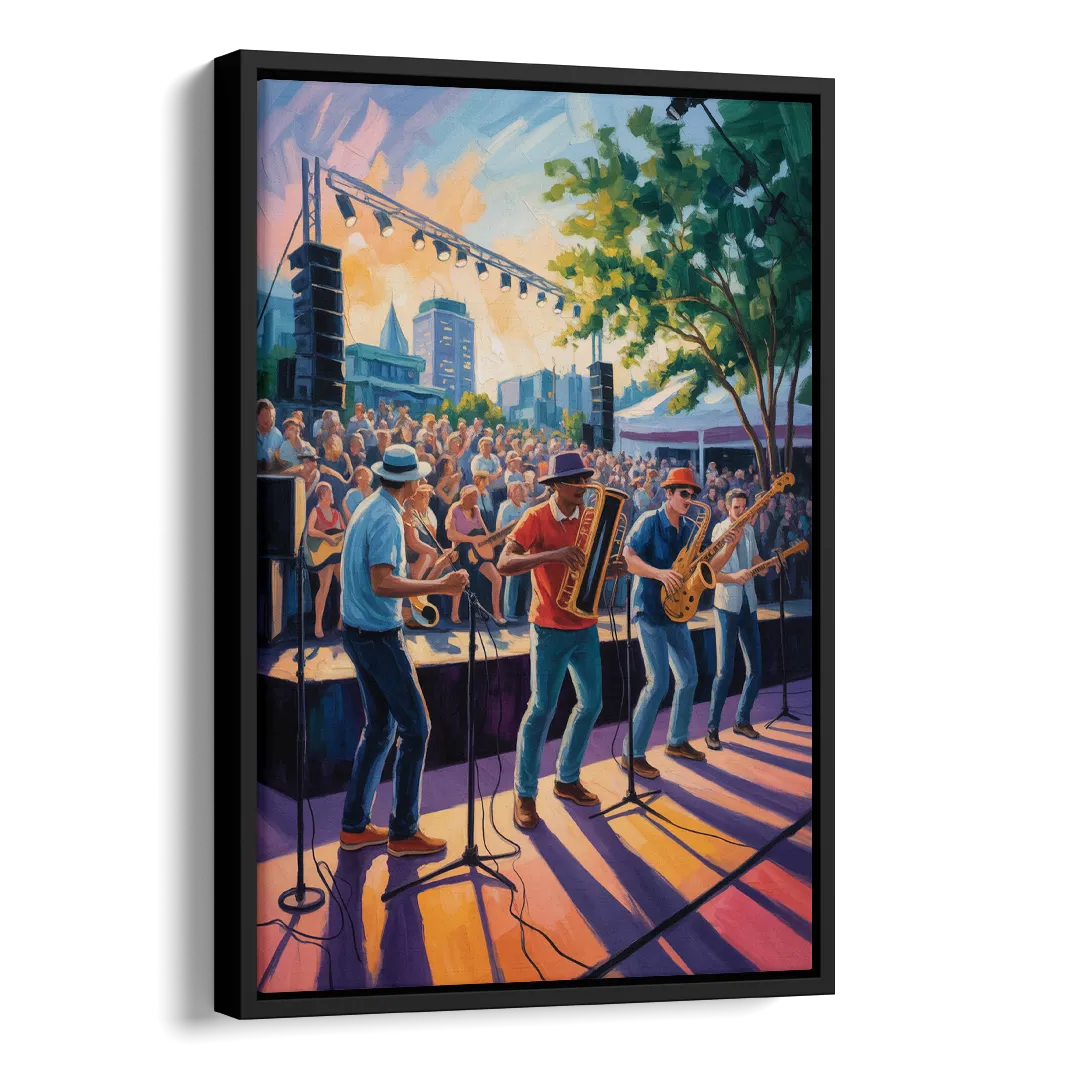 Montreal Jazz Festival Scene Side - Black Canvas Wall Art