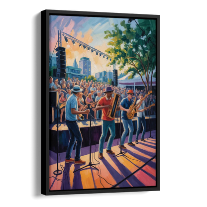 Montreal Jazz Festival Scene Side - Black Canvas Wall Art