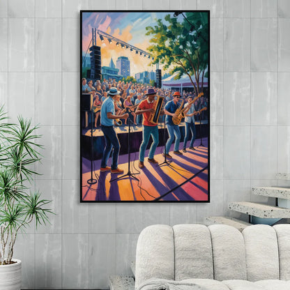 Montreal Jazz Festival Scene Sitting Room - Black Canvas Wall Art