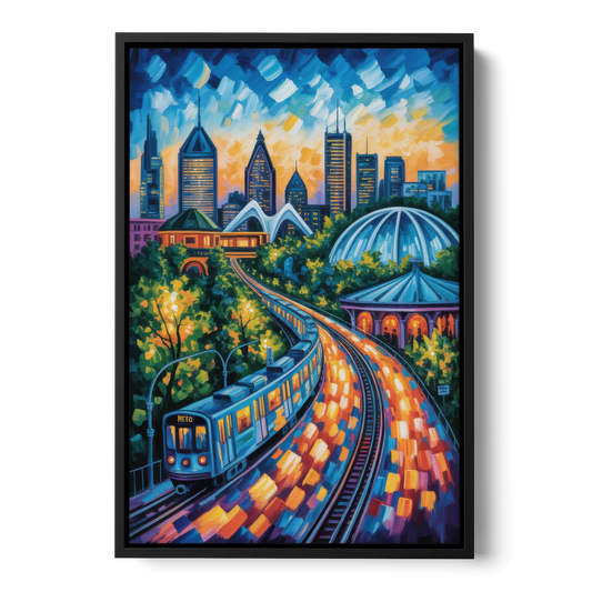 Montreal Metro Art - Black Framed Canvas Wall Art - Front
