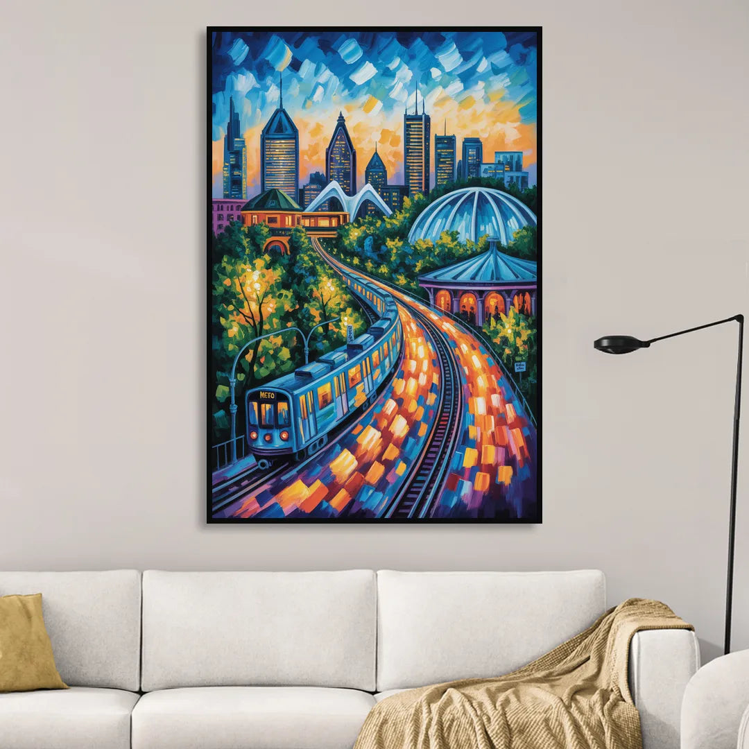 Montreal Metro Art Sitting Room - Black Canvas Wall Art