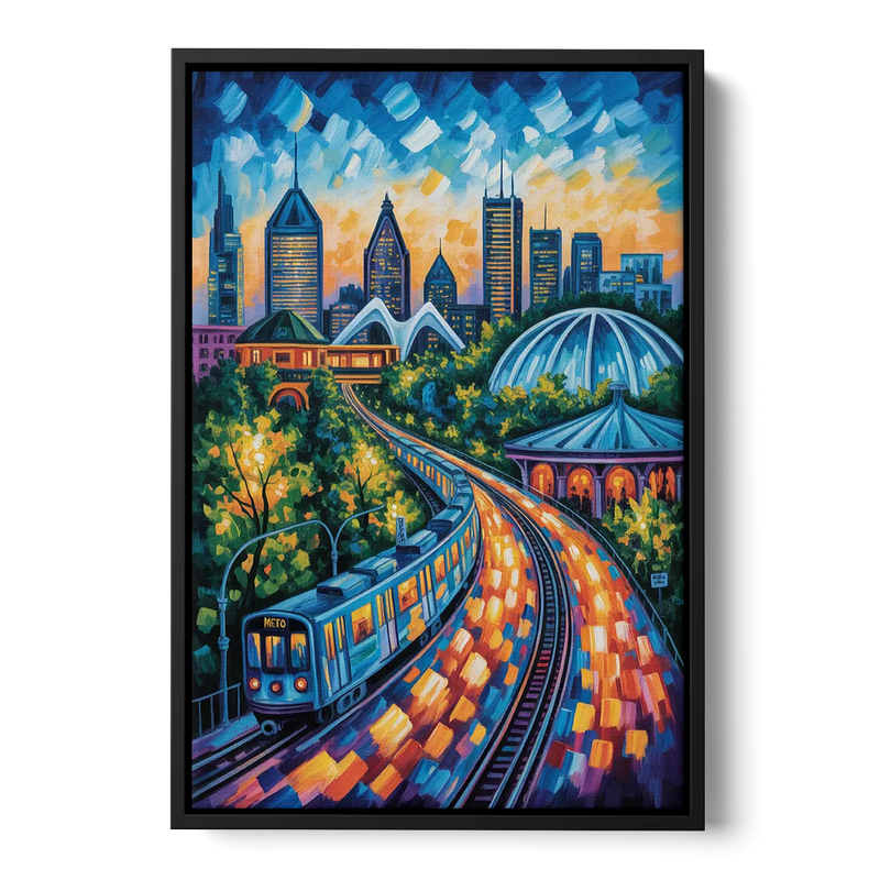 Montreal Metro Art Front - Black Canvas Wall Art