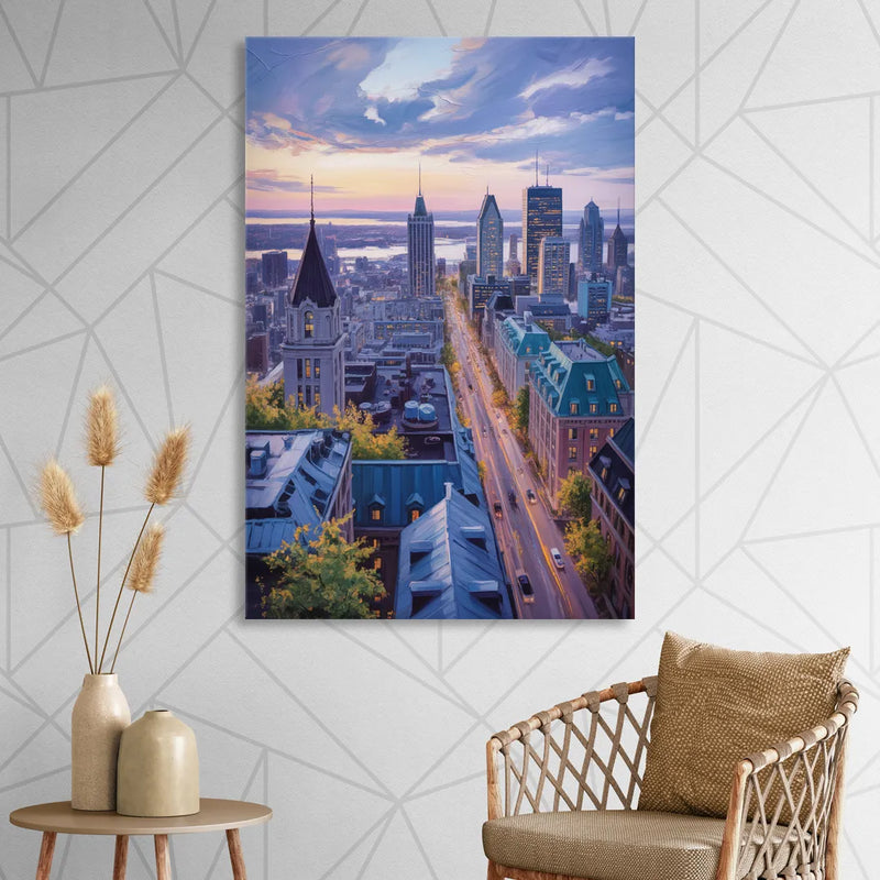Montreal Rooftop View Living Room - Canvas Wall Art