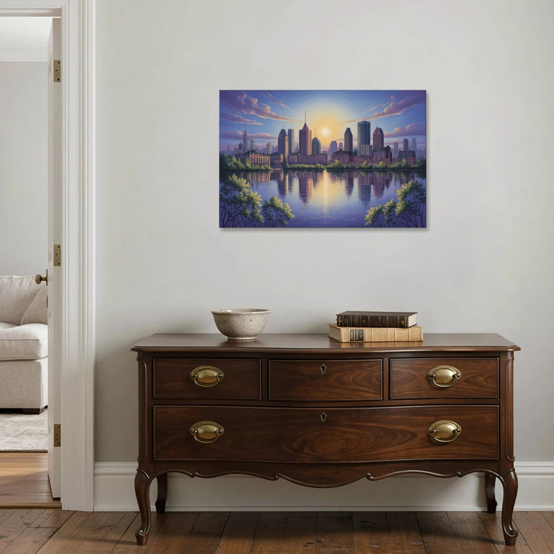 Montreal Skyline Reflections - Canvas Wall Art - Coffee Table - 36x24