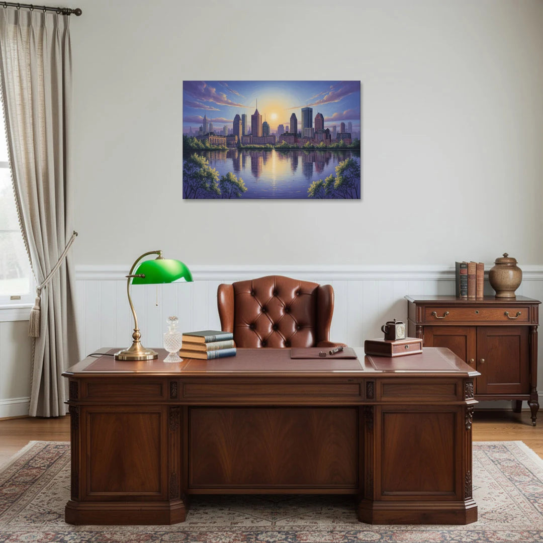 Montreal Skyline Reflections - Canvas Wall Art - Office - 36x24