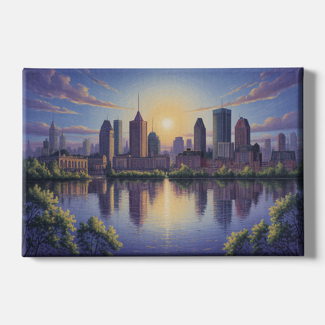 Montreal Skyline Reflections - Canvas Wall Art