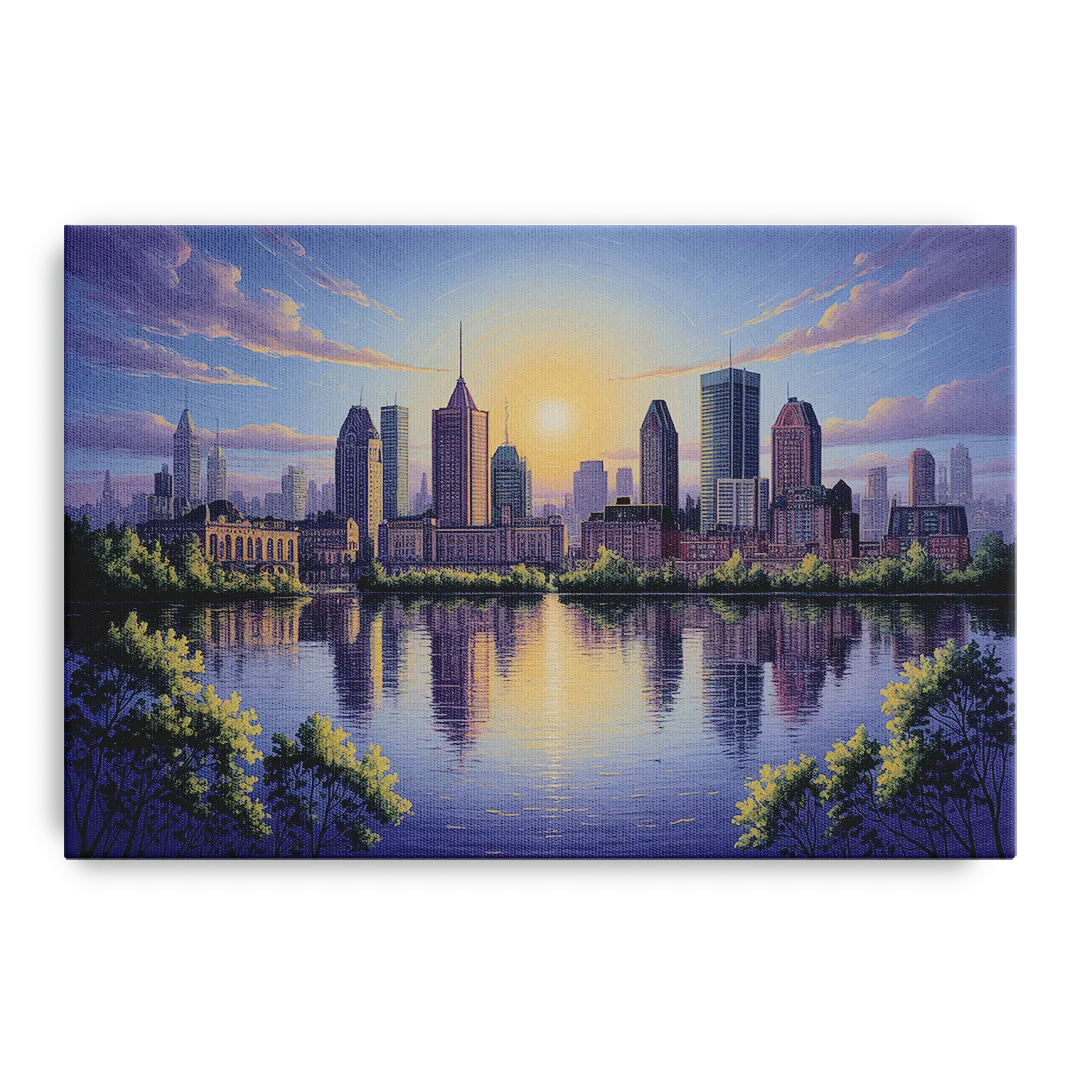 Montreal Skyline Reflections Front - Canvas Wall Art