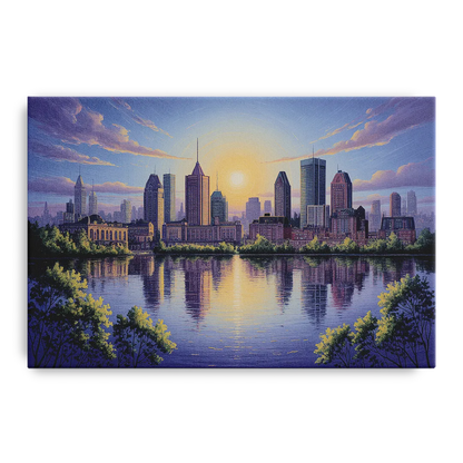 Montreal Skyline Reflections Front - Canvas Wall Art