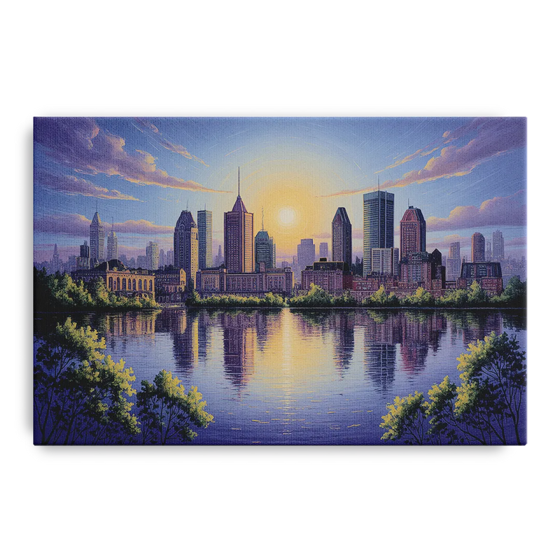 Montreal Skyline Reflections Front - Canvas Wall Art