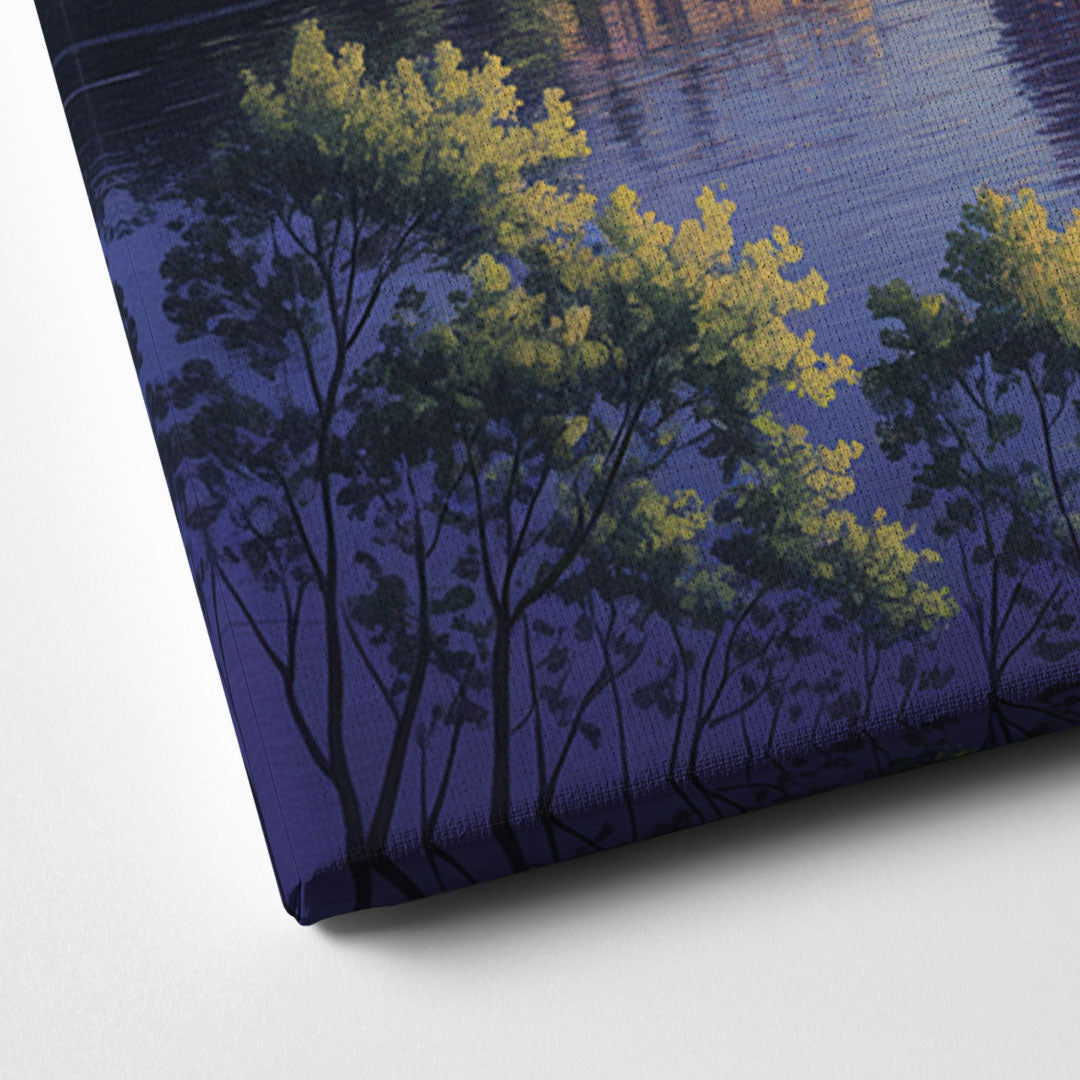 Montreal Skyline Reflections Canvas Close Up