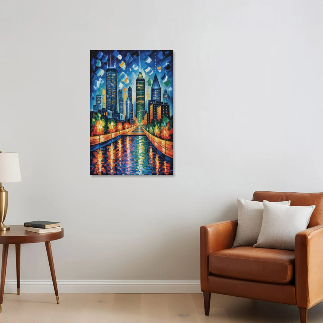 Montreal Skyline at Night - Canvas Wall Art - Sofa - 24x36