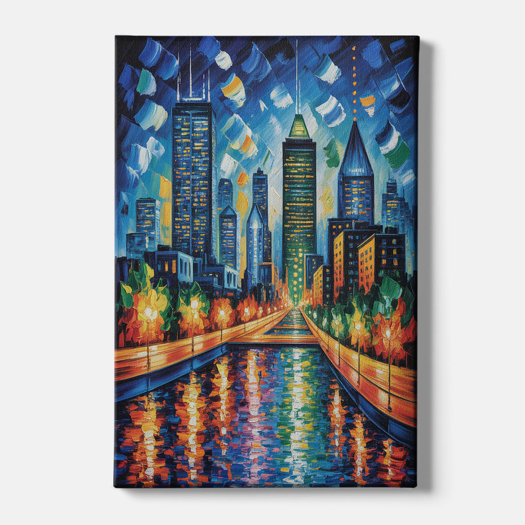 Montreal Skyline at Night - Canvas Wall Art