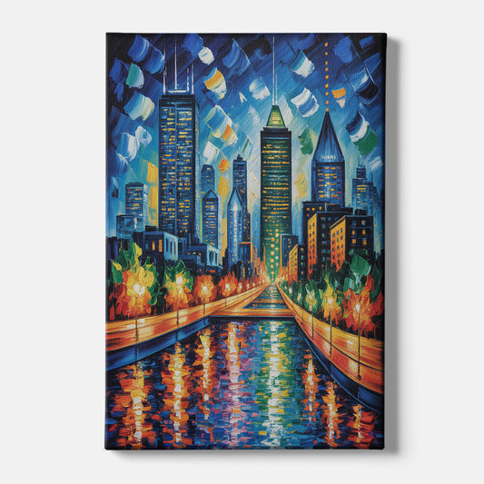 Montreal Skyline at Night - Canvas Wall Art