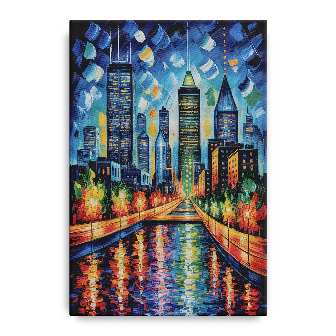 Montreal Skyline at Night Front - Canvas Wall Art