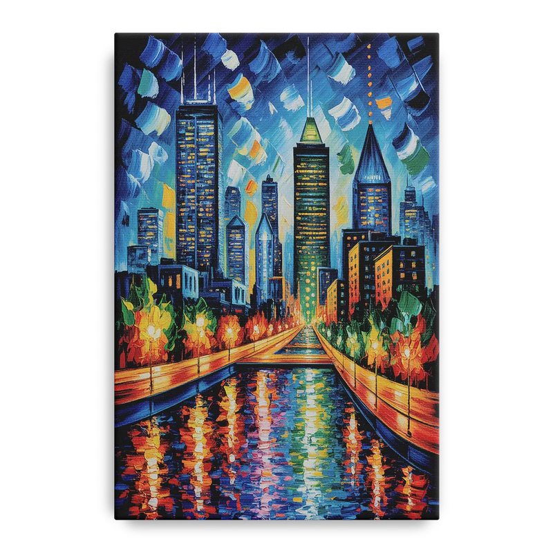 Montreal Skyline at Night Front - Canvas Wall Art